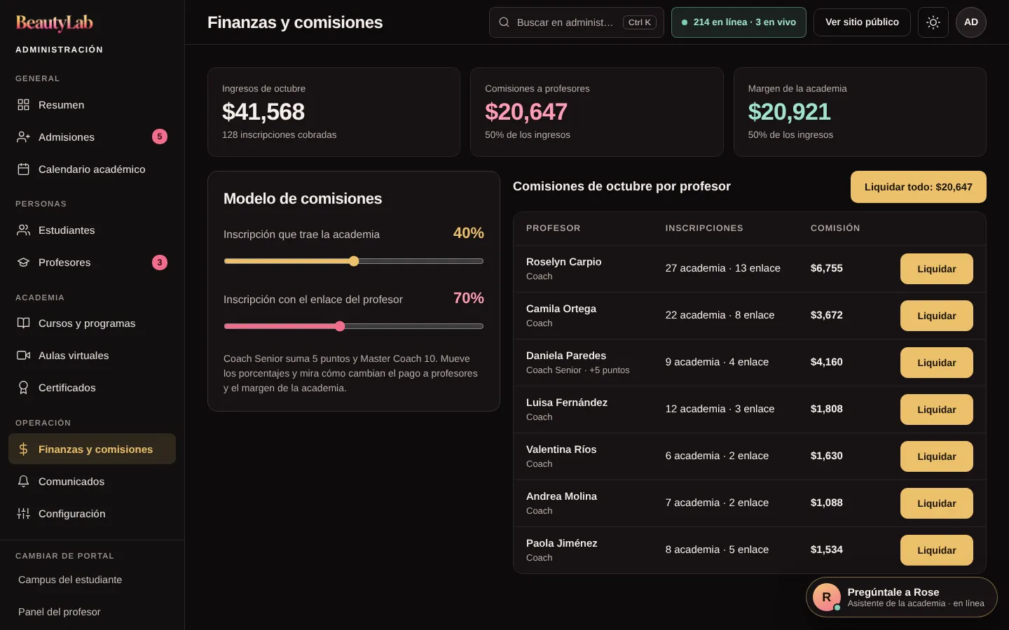 Finanzas y comisiones