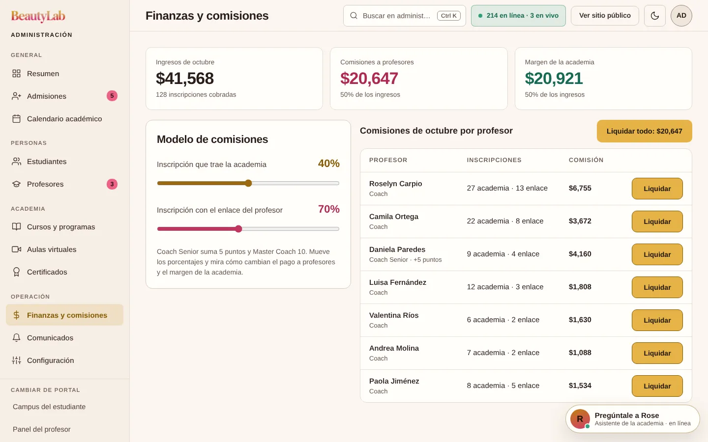 Finanzas y comisiones