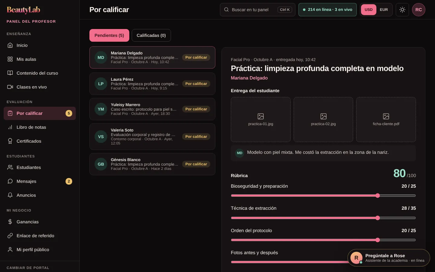 Calificación con rúbrica