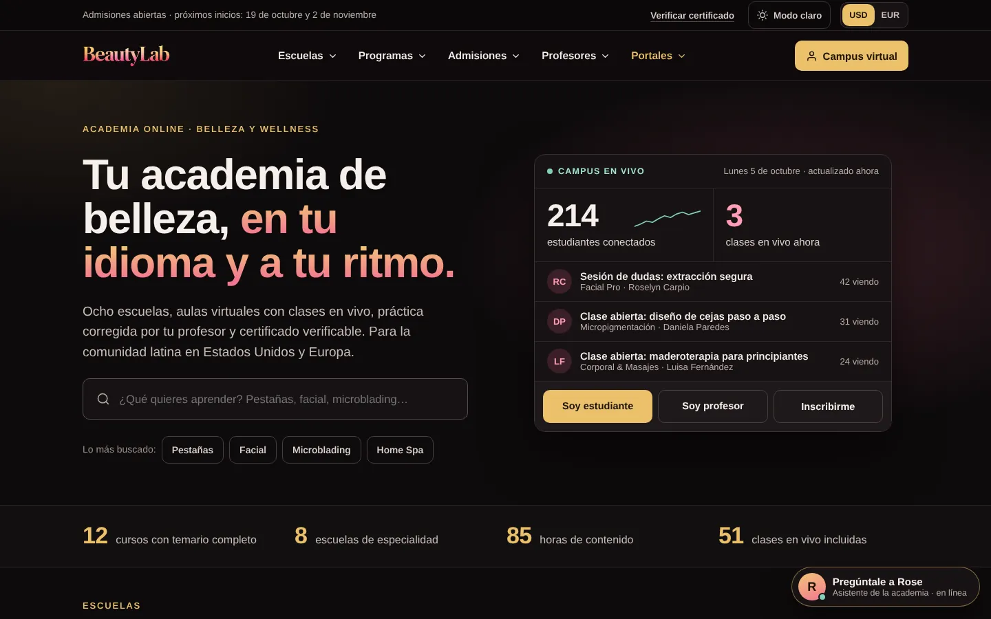 Sitio de BeautyLab Academy